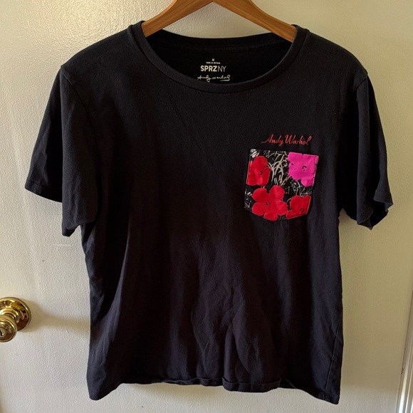 Uniqlo Andy Warhol SPRZNY Short Sleeve Shirt with Floral Pocket, size Medium - Picture 1 of 5